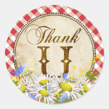 Country Daisies Red Gingham Check Thank You