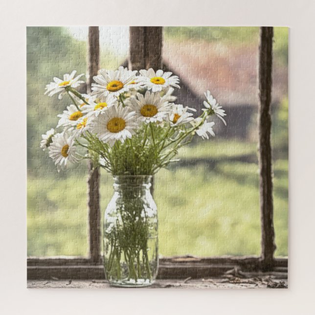Country Daisy Bouquet In Window Jigsaw Puzzle (Vertical)
