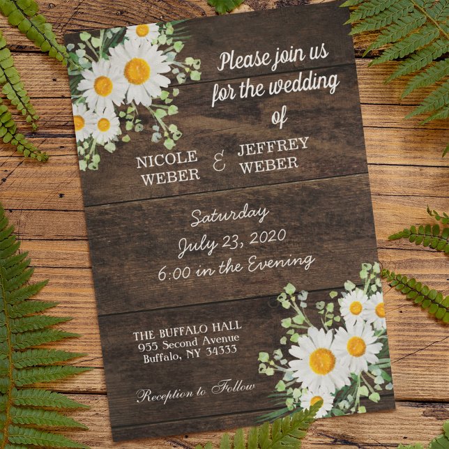 Country Daisy Spring Rustic Flower Wedding Invite (Creator Uploaded)