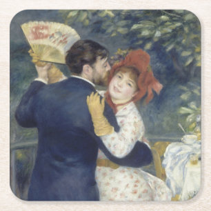 Country Dance - Renoir Impressionist Painting Square Paper Coaster