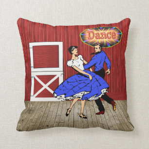 Country Dance Square Dance Red Barn Dance Cushion