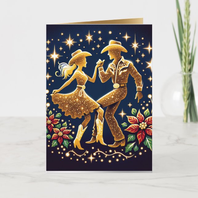 Country Dancers  Square Dancers Christmas Card (Front)