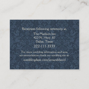 Country Denim Damask Wedding Enclosure Card