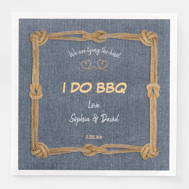 Country Denim Rope We Are Tying The Knot I DO BBQ Napkin (Front)