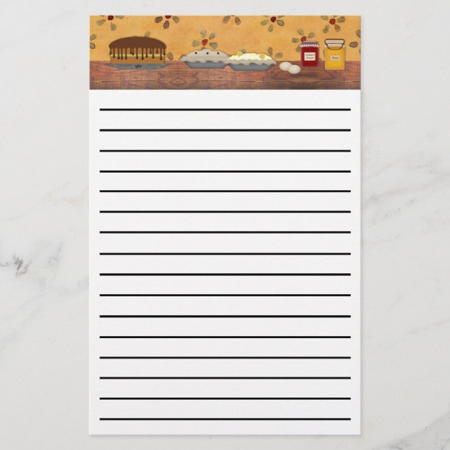 Country Desserts Thick Line Stationery (Front)