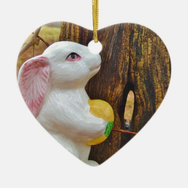 Country Easter Bunny Ceramic Tree Decoration (Front)