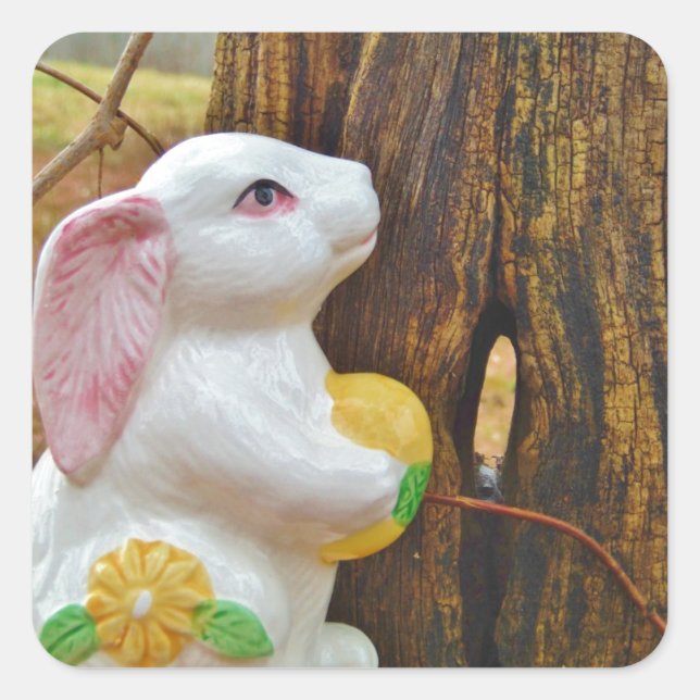 Country Easter Bunny Square Sticker (Front)