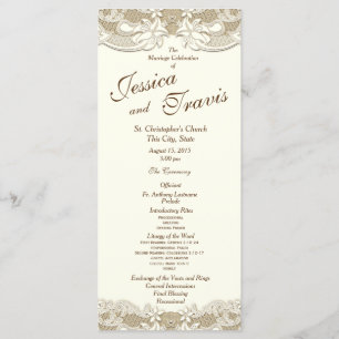 Country Elegance Burlap Floral Wedding Program Programme