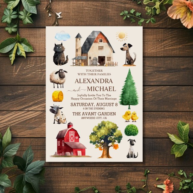Country Elegant Chic Trendy Farm Wedding Invitation (Creator Uploaded)