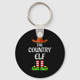 Country Elf Family Matching Group Christmas Cowboy Key Ring