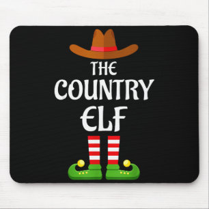 Country Elf Family Matching Group Christmas Cowboy Mouse Pad