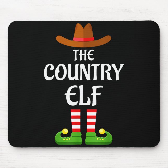 Country Elf Family Matching Group Christmas Cowboy Mouse Pad (Front)