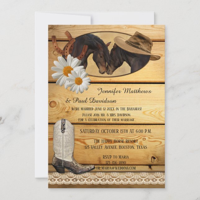 Country Elope or Post Wedding Party Invitation (Front)