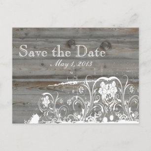 Country Faded Wood Save the Date Announcement Postcard