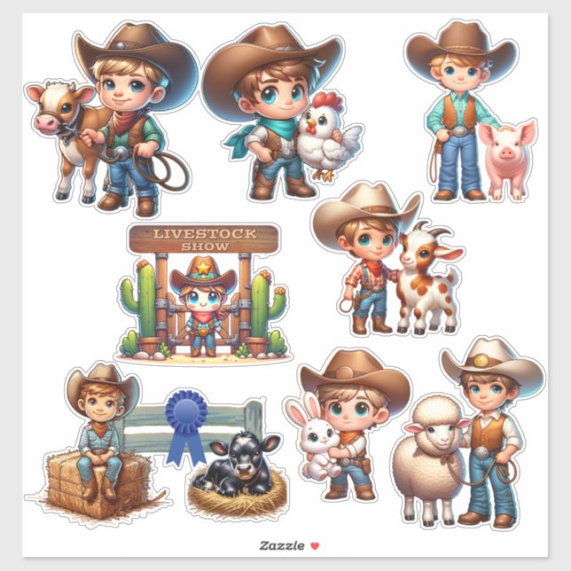 Country Fair Livestock Show Little Cowboy Sticker (Sheet)