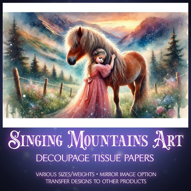 Country Fantasy Horse and Girl Decoupage  Tissue Paper (Creator Uploaded)