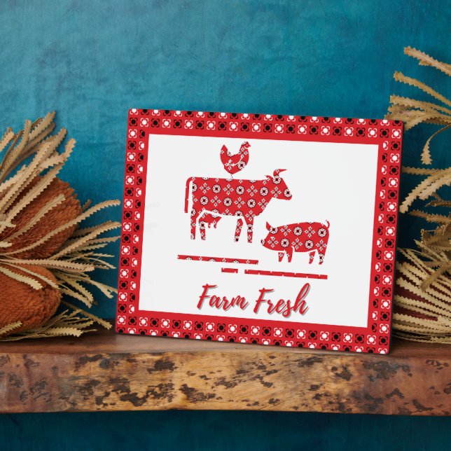 Country Farm Animals Bandanna Print   Plaque (Side)