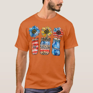 Country Farm Canning Ball Jars Sunflower God Bless T-Shirt
