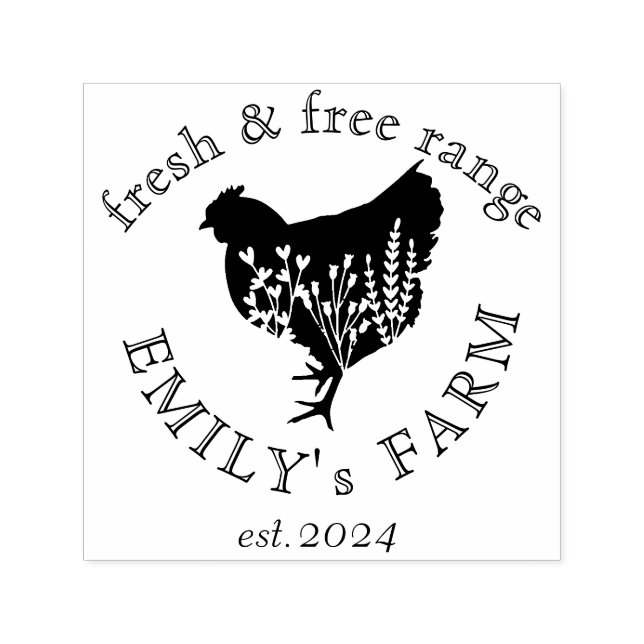 country farm chicken coop personalised name self-inking stamp (Design)