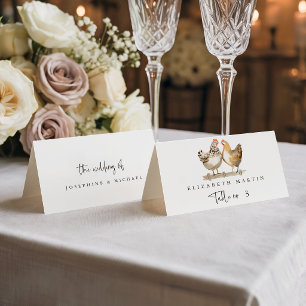 Country Farm Chicken Wedding Guest Place Card