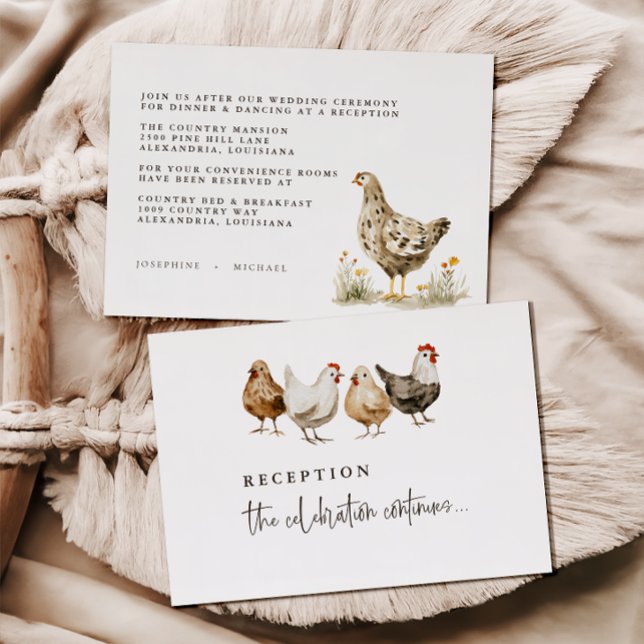 Country Farm Chicken Wedding Reception Cards (Creator Uploaded)