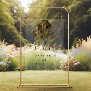 Country Farm Chicken Wedding Welcome Acrylic Sign