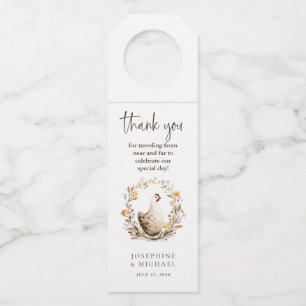 Country Farm Chicken Wedding Wine Label Bottle Tag