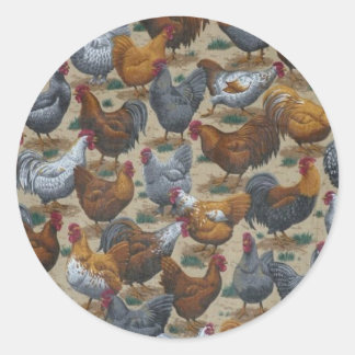 Country Farm Fun Roosters & Hens Stickers
