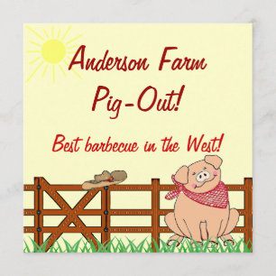 Country Farm Pig Barbecue Invitation