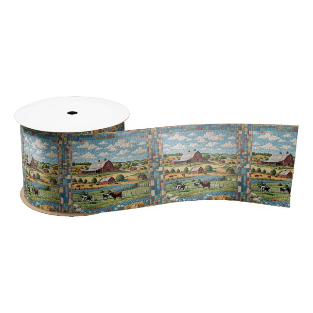 Country Farm Quilt Satin Ribbon (Spool)