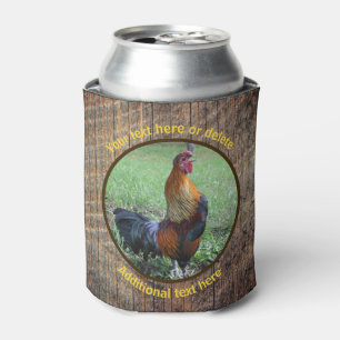 Country Farm Rooster Crowing Personalized Can Cooler