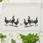 Country farm style chicken monogrammed tea towel<br><div class="desc">Rustic country style Kitchen towels with chickens illustrations.
You can add your own monogram to personalise.</div>