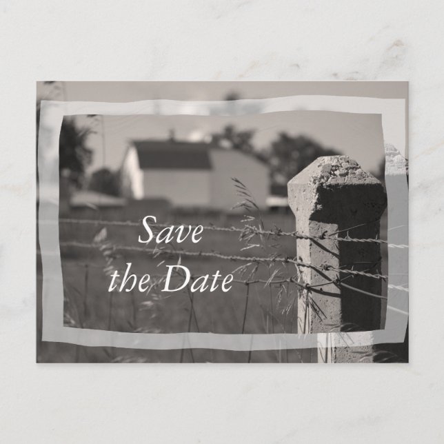 Country Farm Wedding Save the Date Announcement Postcard (Front)