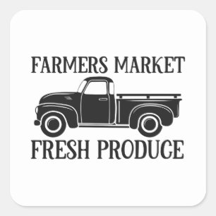 Country Farmers market fresh produce word art Square Sticker