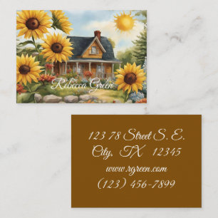 Country Farmhouse Dreamy Golden Sunflowers Business Card