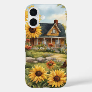 Country Farmhouse Dreamy Golden Sunflowers iPhone 16 Case