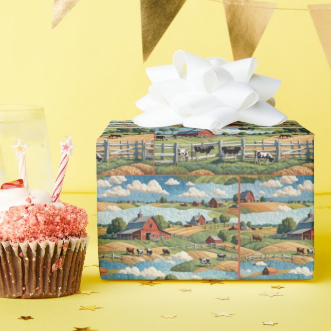 Country Farms Quilt Design Wrapping Paper (Birthday Party)