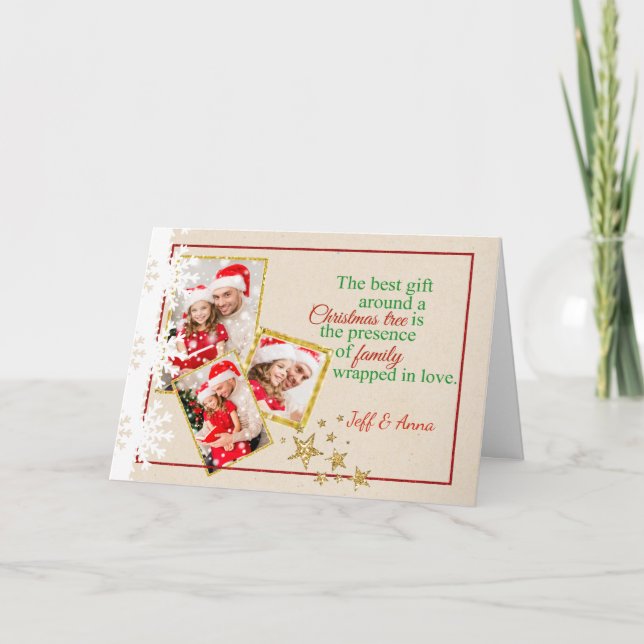 Country Faux Cardboard Photo Christmas Card (Front)
