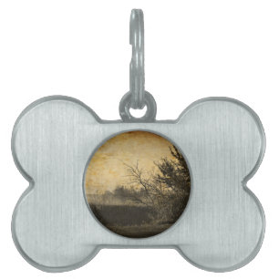 Country Field landscape Rustic Winter Trees Pet Name Tag