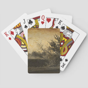 Country Field landscape Rustic Winter Trees Playing Cards