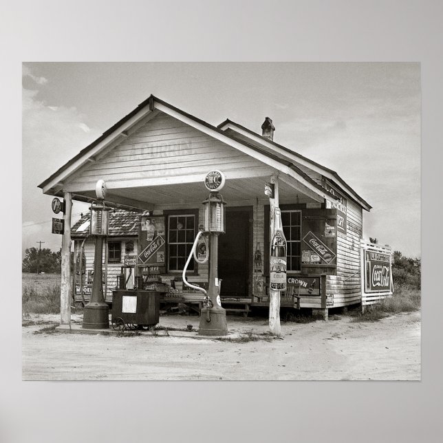 Country Filling Station, 1939. Vintage Photo Poster (Front)