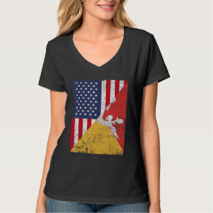 Country Flag Design Half USA Half Bhutan T-Shirt