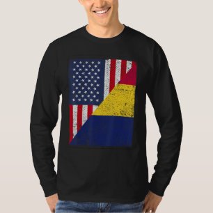 Country Flag Design Half USA Half Chad T-Shirt