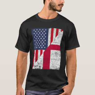 Country Flag Design Half USA Half England T-Shirt