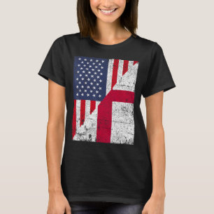 Country Flag Design Half USA Half England T-Shirt