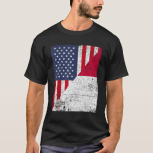 Country Flag Design Half USA Half Malta T-Shirt