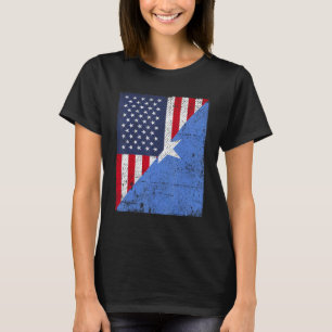 Country Flag Design Half USA Half Somalia T-Shirt