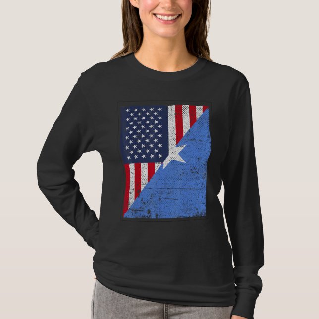 Country Flag Design  Half USA Half Somalia T-Shirt (Front)