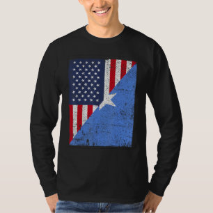 Country Flag Design Half USA Half Somalia T-Shirt