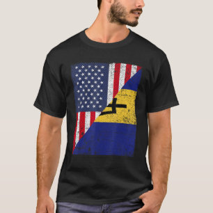 Country Flag Half USA Half Barbados T-Shirt